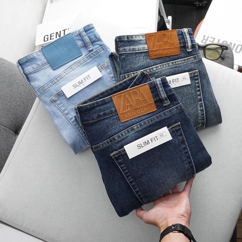 Quần jean nam slimfit xanh bạc co giãn jean xuất chất dày đẹp