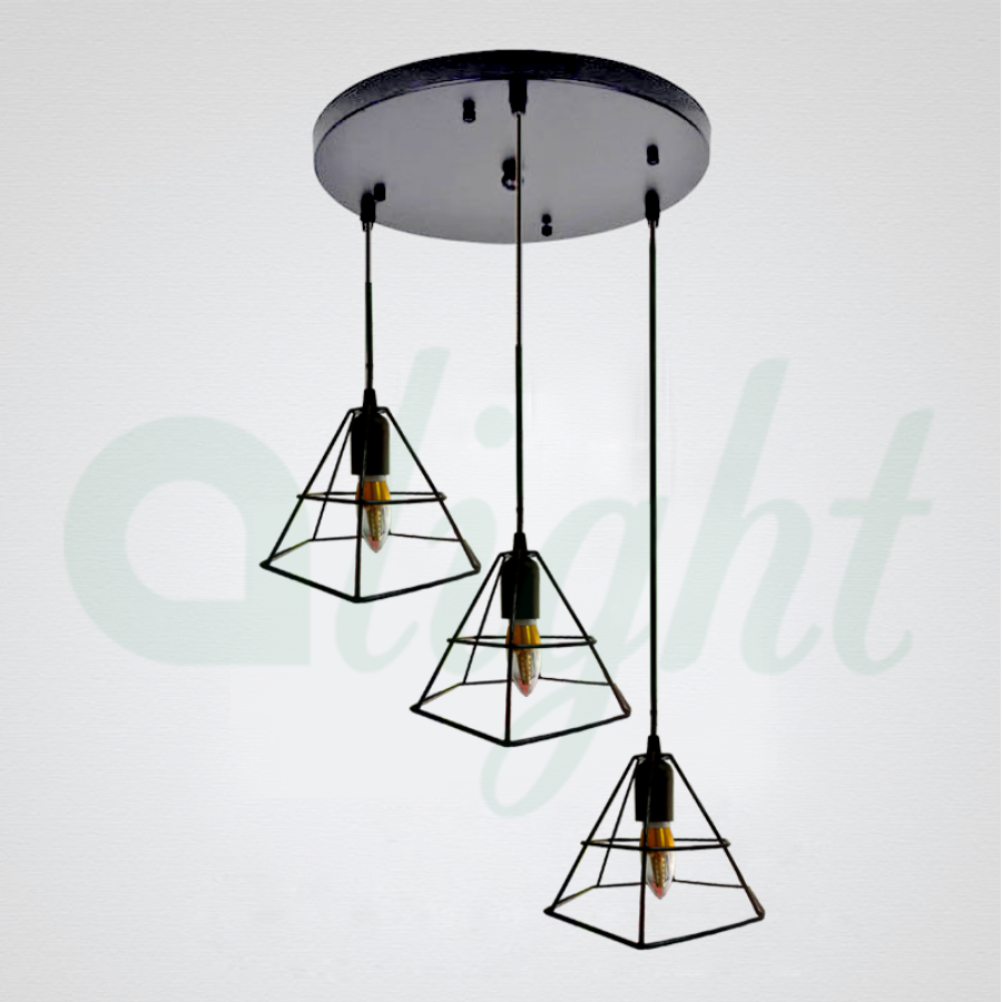 Đèn thả trần + KÈM BÓNG 4W, đèn trang trí Decor sắt mỹ thuật hình nón lá dành cho quán ăn, trà sữa, quán cà phê