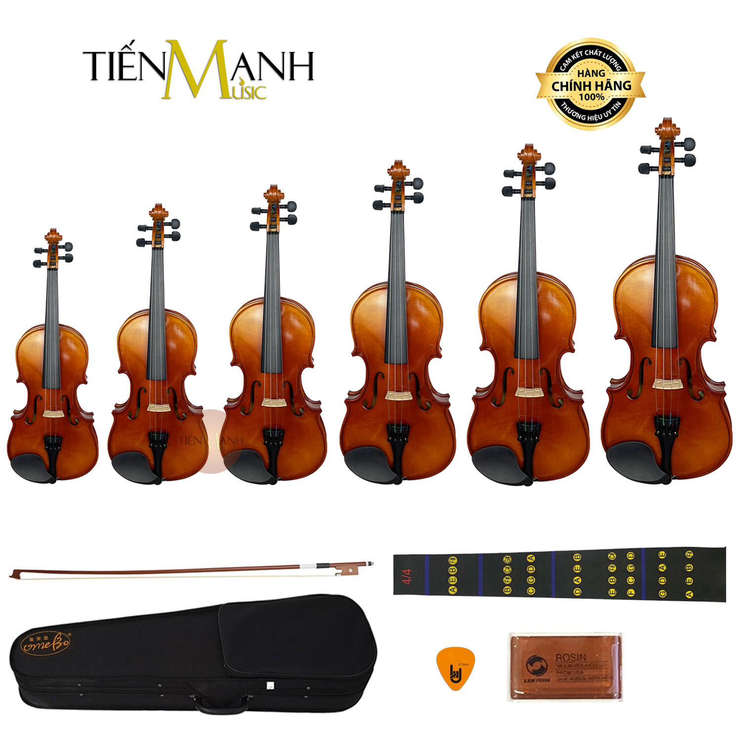 Đàn Violin Omebo RV205 Size 4/4, 3/4, 1/2, 1/4, 1/8, 1/10, 1/16 - Vĩ Cầm RV-205 Violon Hàng Chính Hãng - Kèm Móng Gẩy DreamMaker