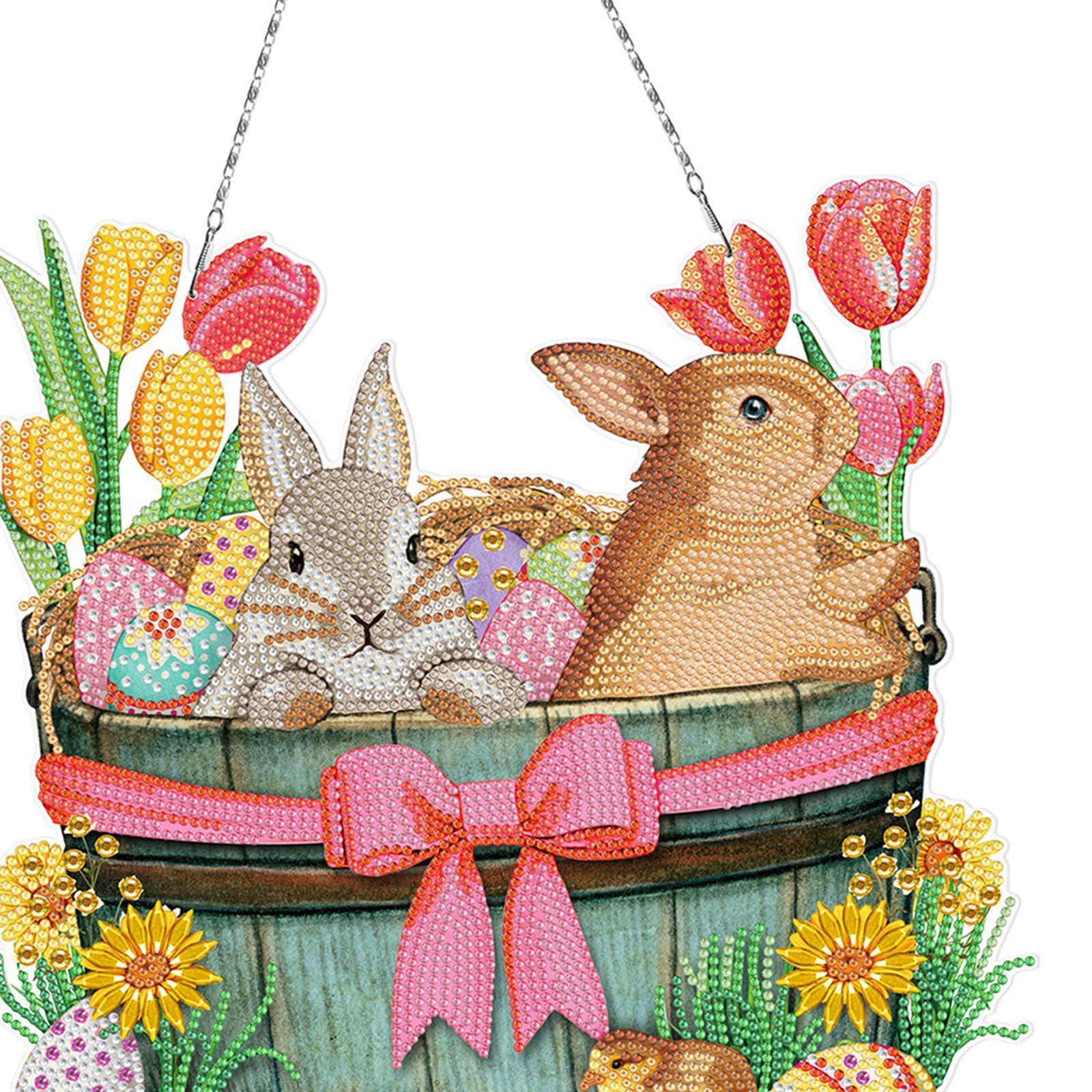 5D Diamond Paint Easter Bunny Hanging Ornament Window Decoration