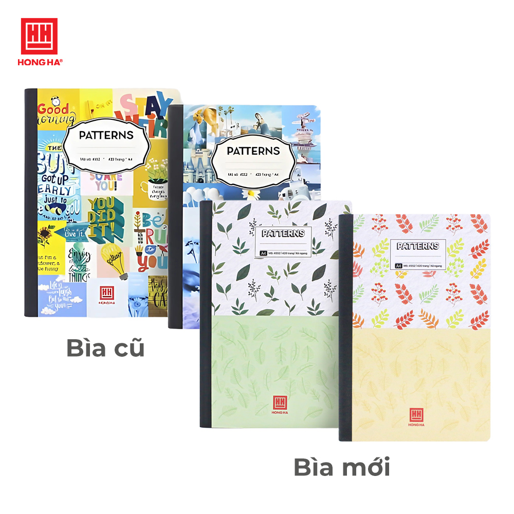 Sổ bìa bồi A4 420 trang  Hồng Hà Patterns - 4552