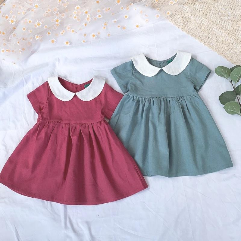 Váy cổ sen trơn chất line 3 màu OP KIDS