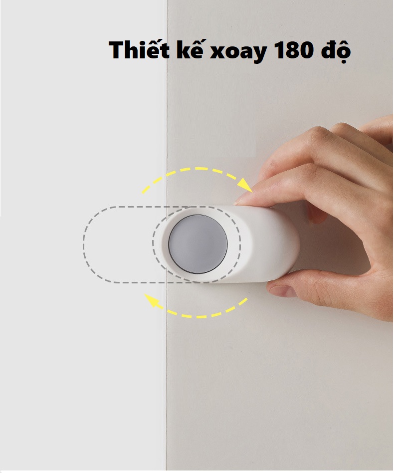 Dụng cụ chặn cửa ABS cao cấp dán cố định màu trắng xoay 180 độ chống kẹt tay, an toàn, giảm tiếng ồn