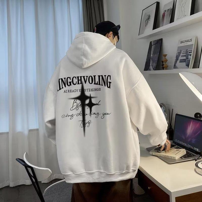 Áo Khoác Hoodie In Chữ Và Ngôi Sao Phong Cách Retro Mỹ Cỡ M-5XL Thời Trang Thu Đông Mới Cho Cặp Đôi