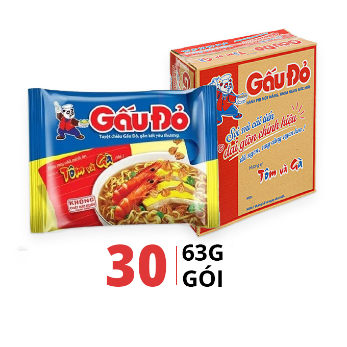 Mì Gấu Đỏ tôm chua cay gói 63g