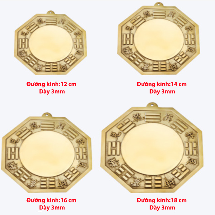 Gương Tiên Thiên Bát Quái, Gương Bát Quái Cầu Lồi Đồng Nguyên Chất - Rước tài lộc, Xua đuổi tà m-a, Trấn trạch mang lại bình an