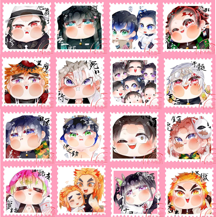 Bộ 16 tem dán sticker Kimetsu no Yaiba