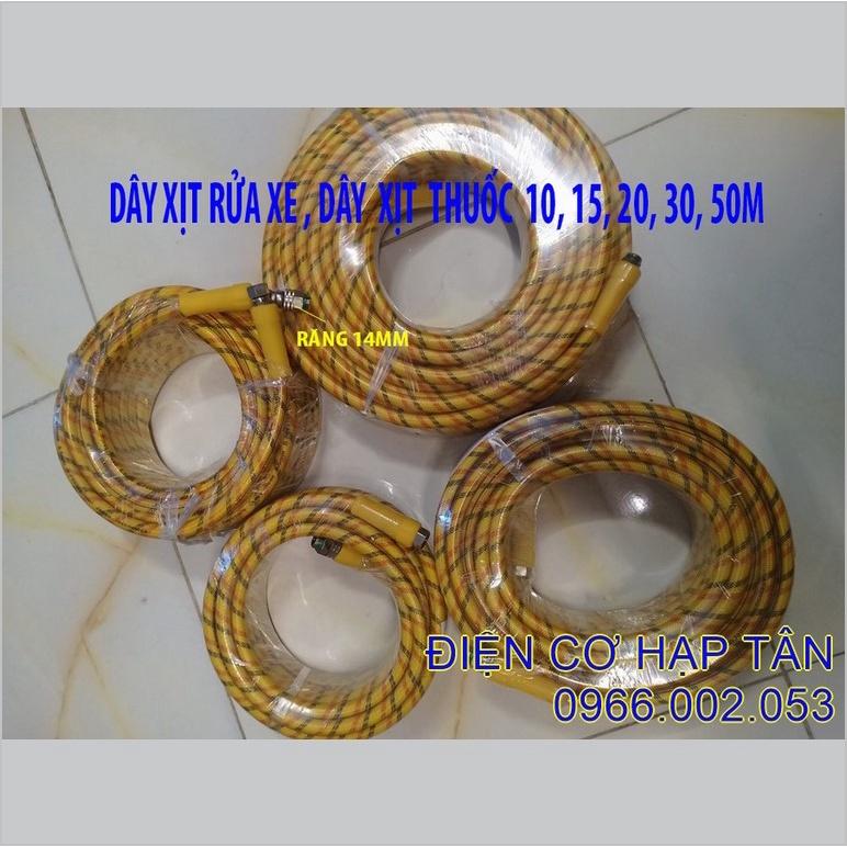 Dây xịt rửa xe vàng 10m - 15 – 20 – 30 - 50m hai đầu răng 14mm dây xịt rửa máy lạnh