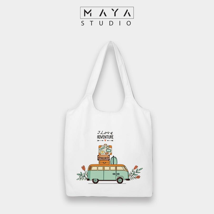 Album Túi tote BẦU MAYA vải Canvas uzzang LET TRAVEL phù hợp mọi lứa tuổi mang đi học đi chơi