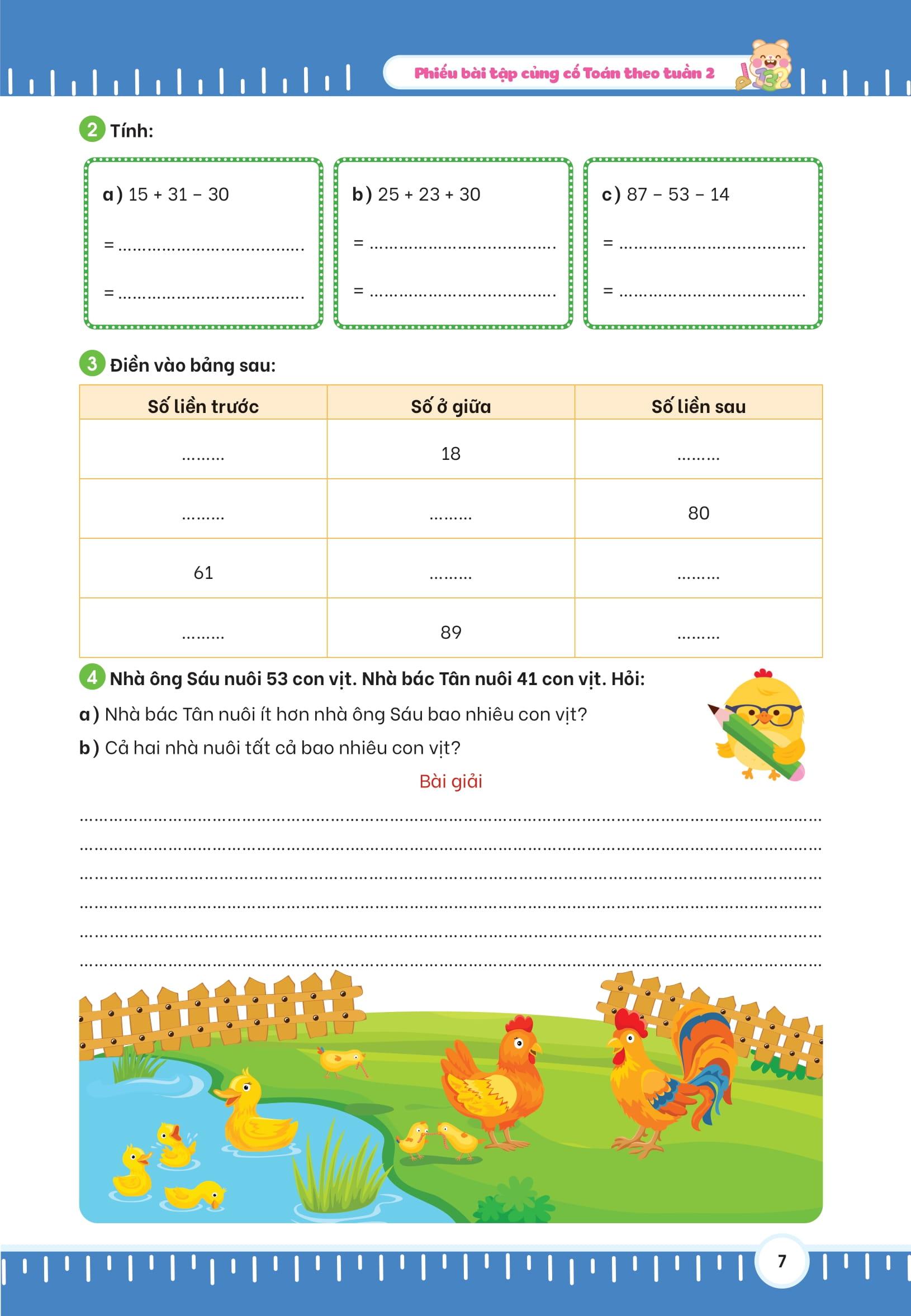 Sách - Phiếu Bài Tập Củng Cố Toán Theo Tuần 2
