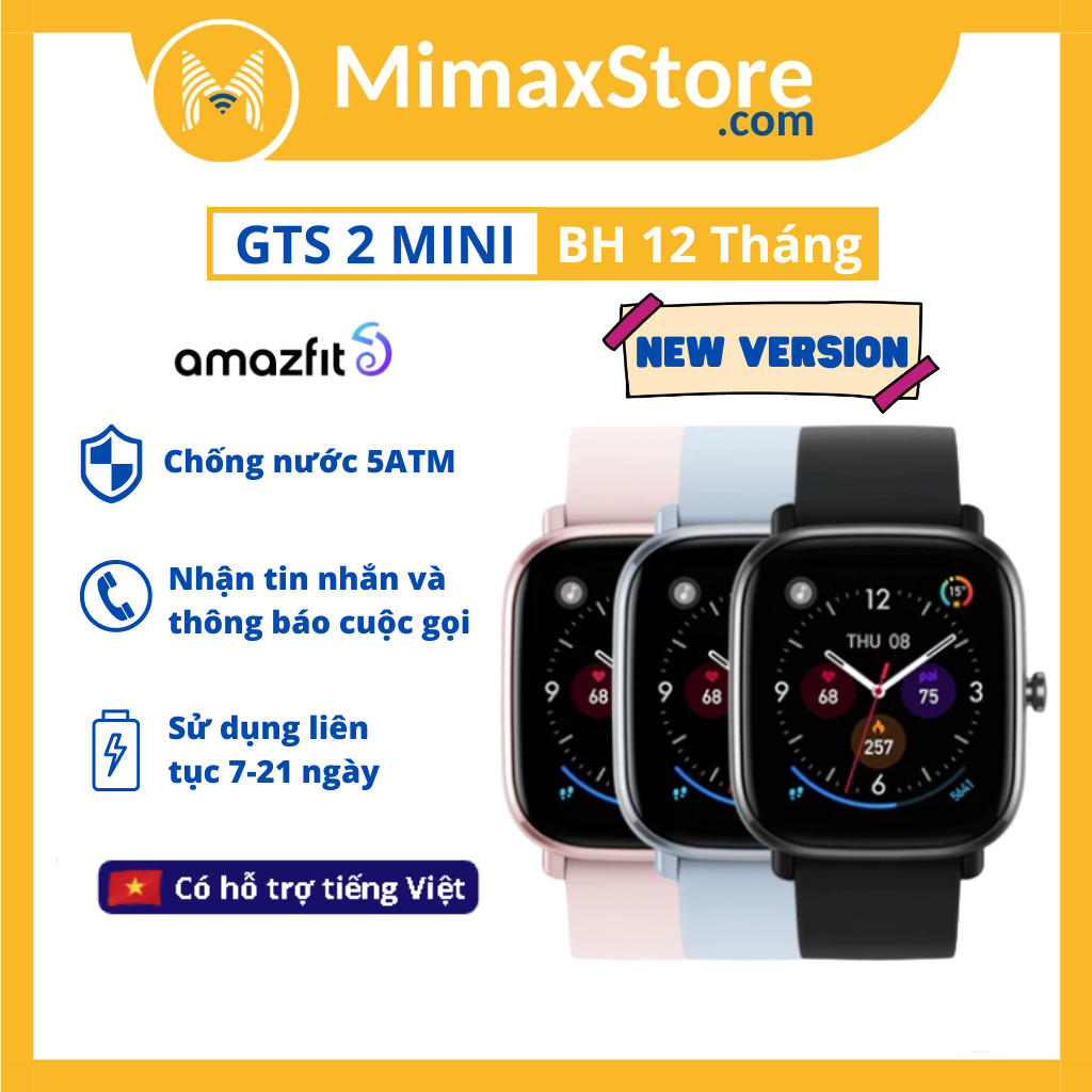 Đồng Hồ Thông Minh Amazfit GTS 2 Mini | Giao Diện Tiếng Việt | Phiên Bản Quốc Tế - Hàng Chính Hãng