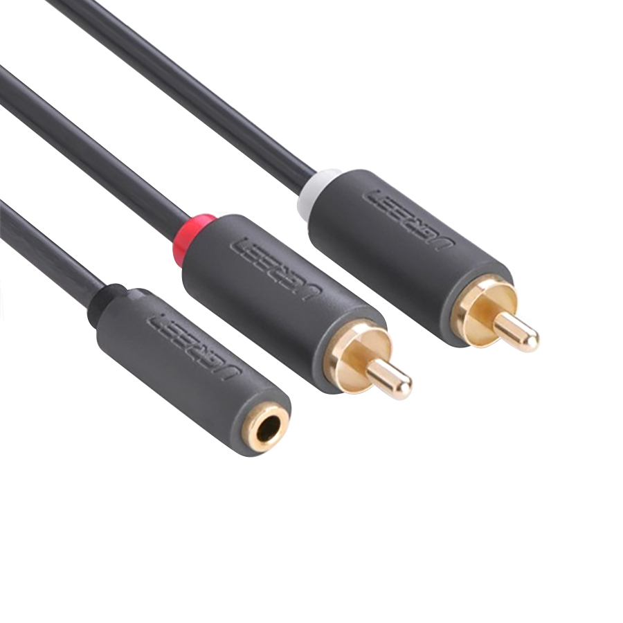 Cáp Audio 3.5mm Âm Ra 2 Rca Dương Ugreen Ug-10561 Mạ Vàng 24K (20cm) - Hàng Chính Hãng