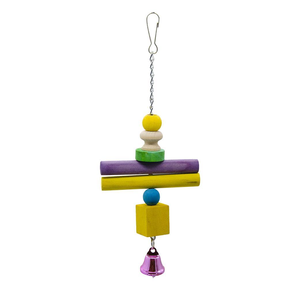 Natural Wooden Colorful Hanging Bird Chewing Toy Large Medium Parrot Cage Bite