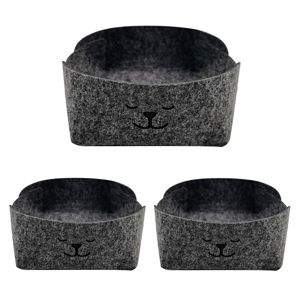 3 cái hộp đựng chìa khóa làm bằng vải nỉ có thể gấp lại họa tiết con chó dùng cho bàn làm việc văn phòng