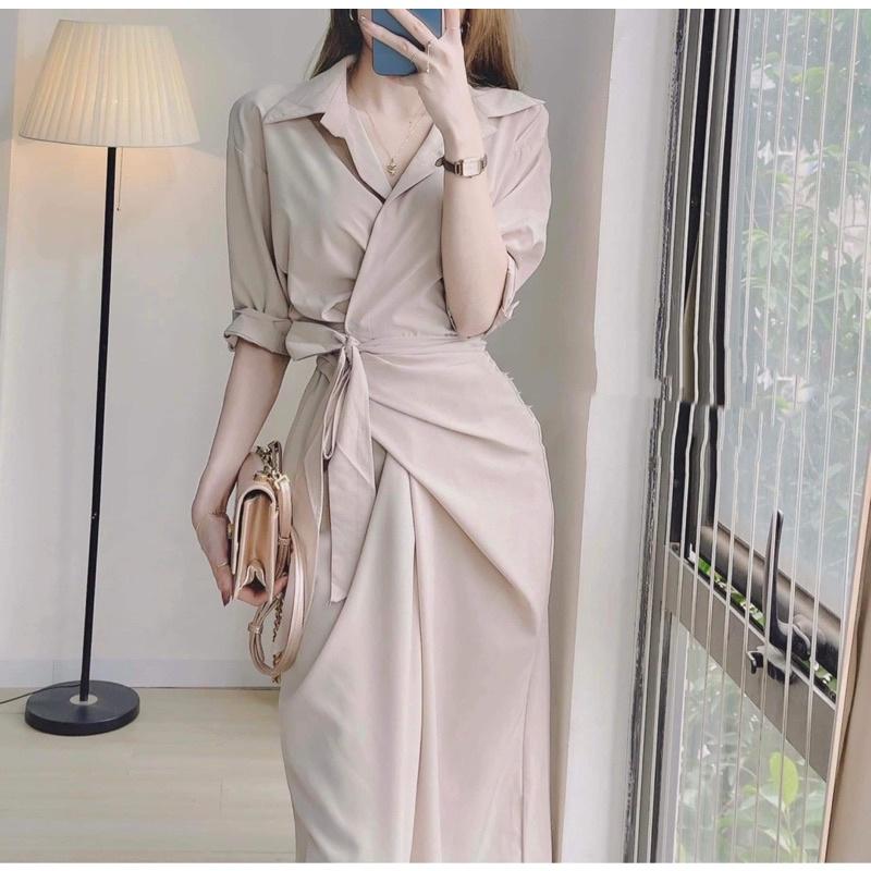 VÁY MANGO CHÉO VẠT ĐAI EO 2 MÀU