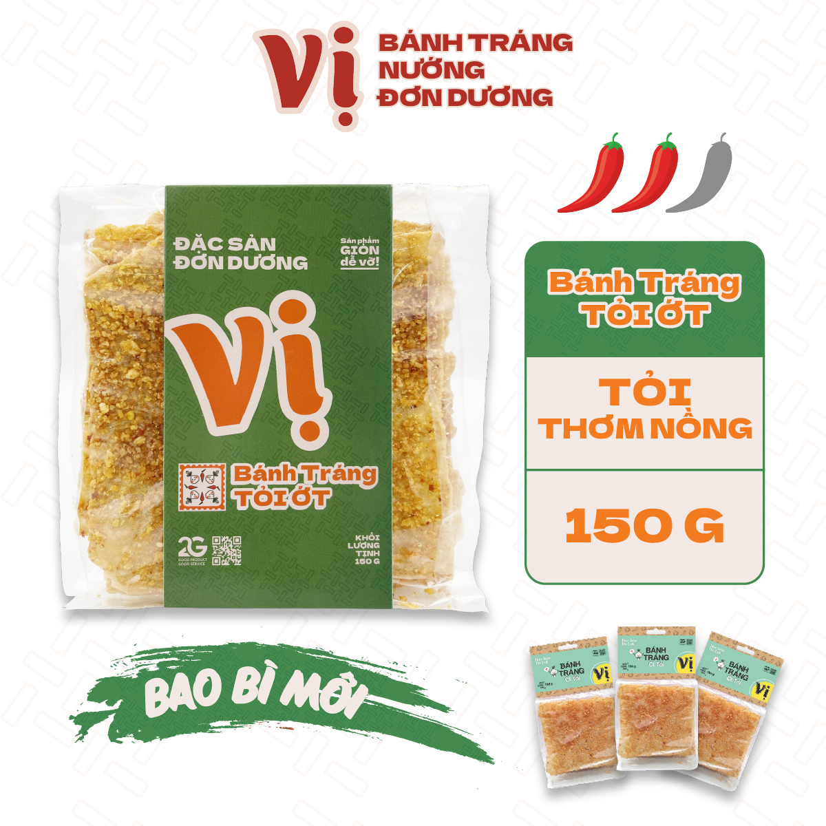 Bánh Tráng Tỏi Ớt Vị - Túi 150g