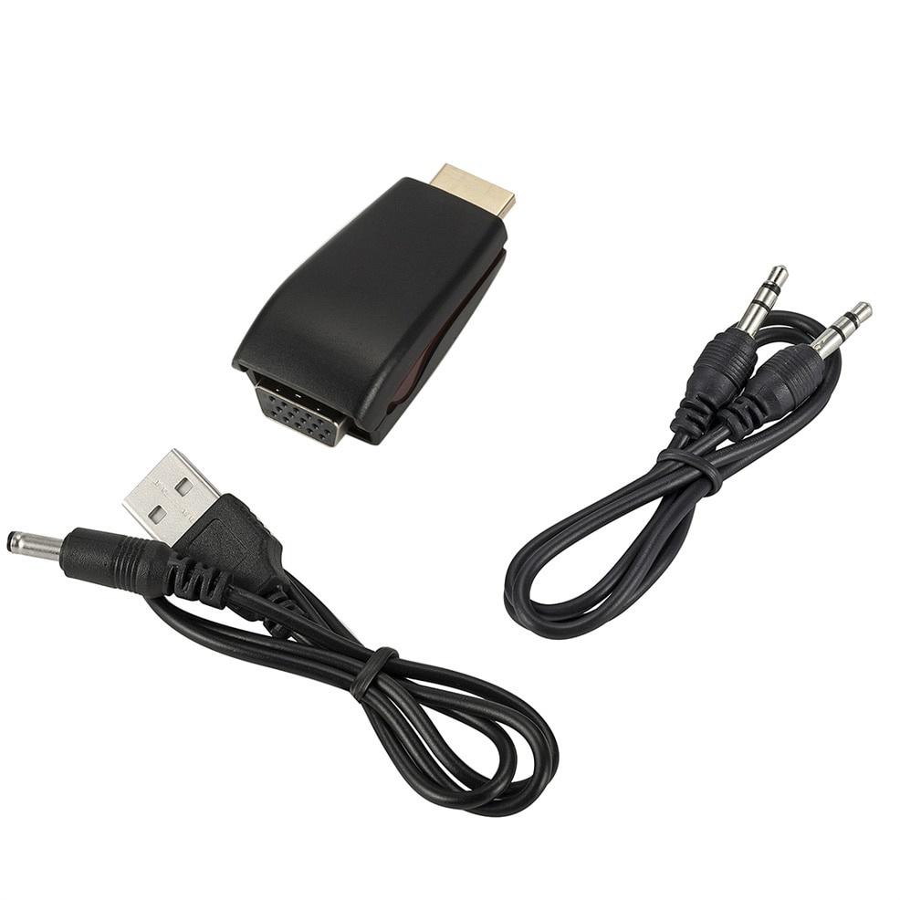 HDMI-compatible Male to VGA Female Converter 3.5mm Audio Cable Adapter 1080P HD Video Output for PC Laptop TV Monitor Projector