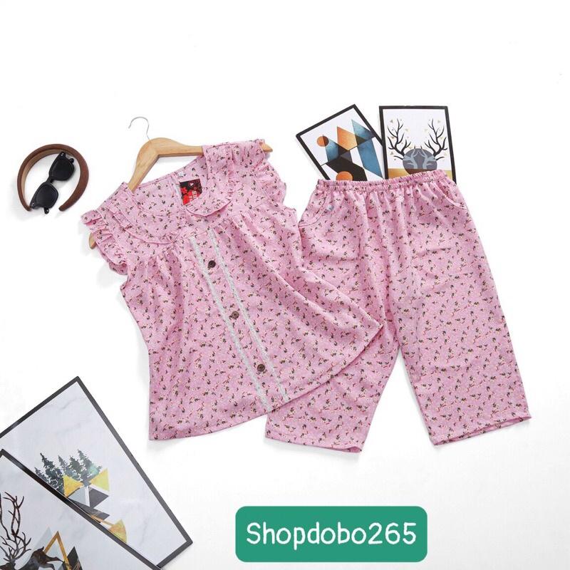 Đồ bộ nữ,đồ ngủ mặc nhà lửng vải lụa mango cao cấp BL 100 họa tiết hoa nhí dễ thương size 45-65kg.