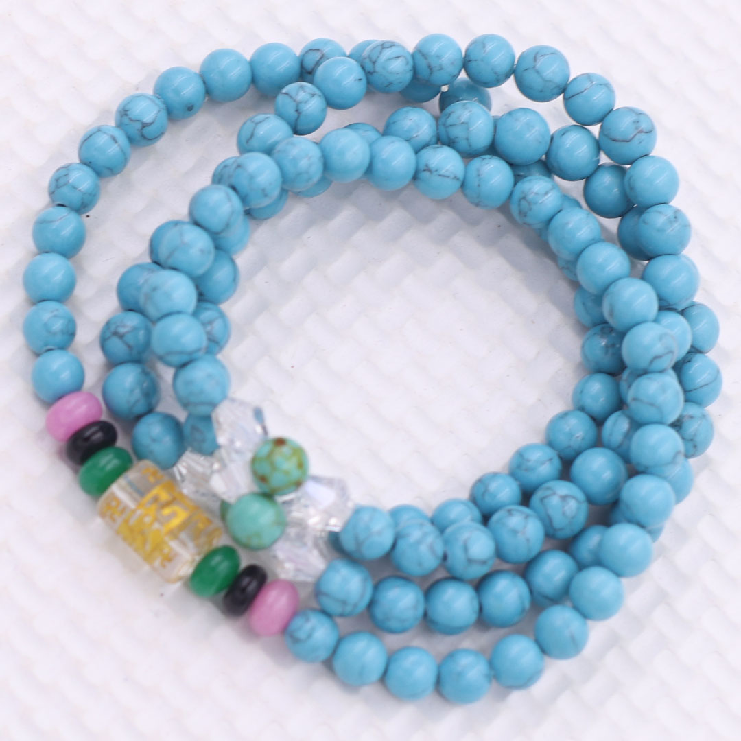 Bộ Vòng Chuỗi, Tràng Hạt 108 Hạt 6 Ly Đá Thiên Hà Xanh Charm Lục Tự Chân Ngôn - Tràng Chuỗi Niệm Phật - An Yên - Thịnh Vượng - May Mắn - Tài Lộc