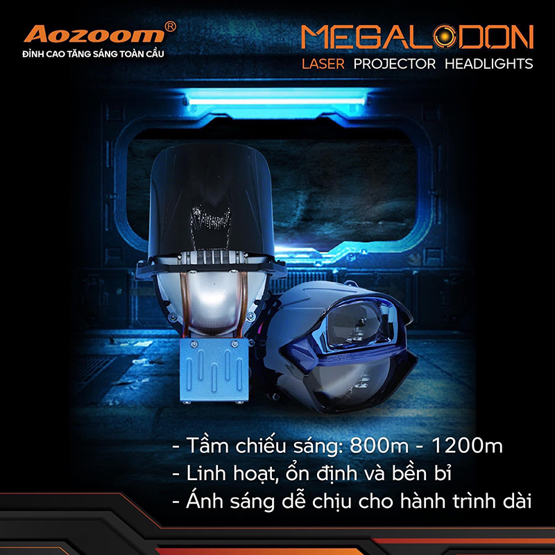 ĐÈN BI LASER MEGALODON SIÊU PHA AOZOOM CHÍNH HÃNG