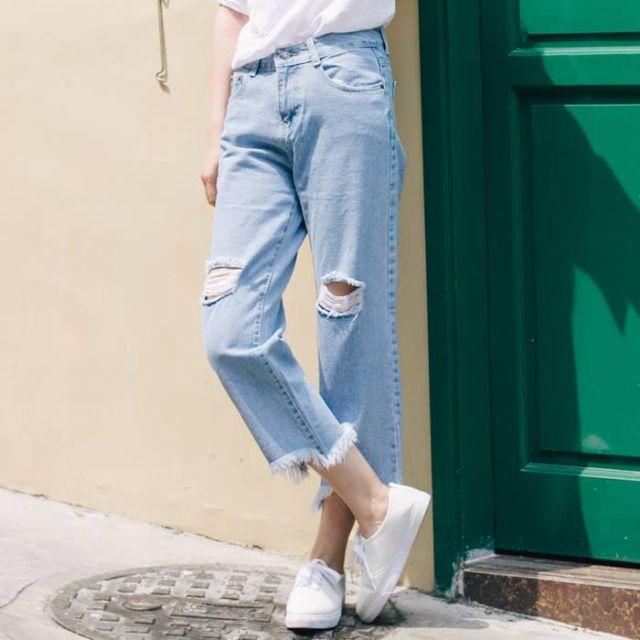 (Có sẵn)Quần jeans rộng chân dáng lững ulzzang