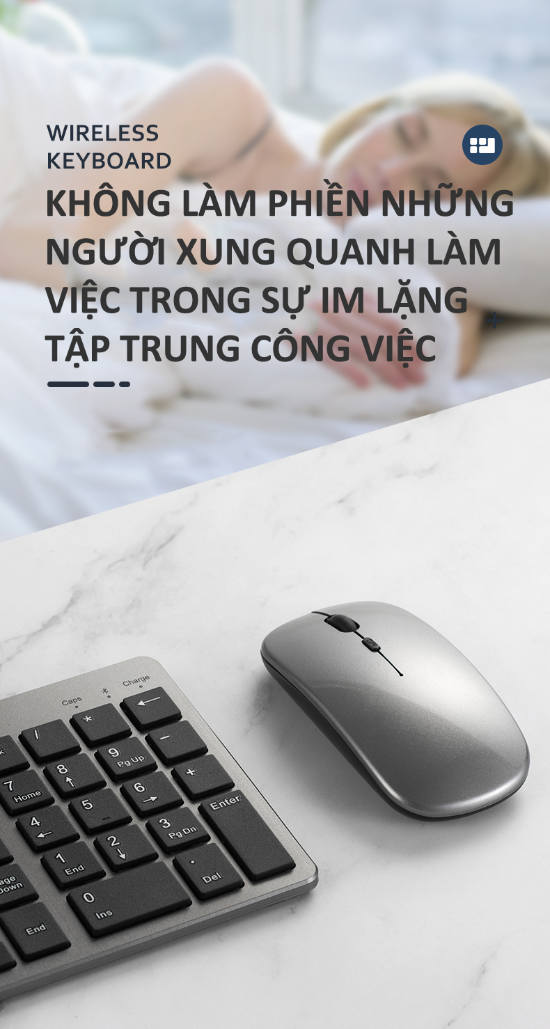 Bộ bàn phím siêu mỏng và chuột không dây KB-194 sử dụng BLUETOOTH và công nghệ không dây 2.4GHz kết nối mạnh mẽ