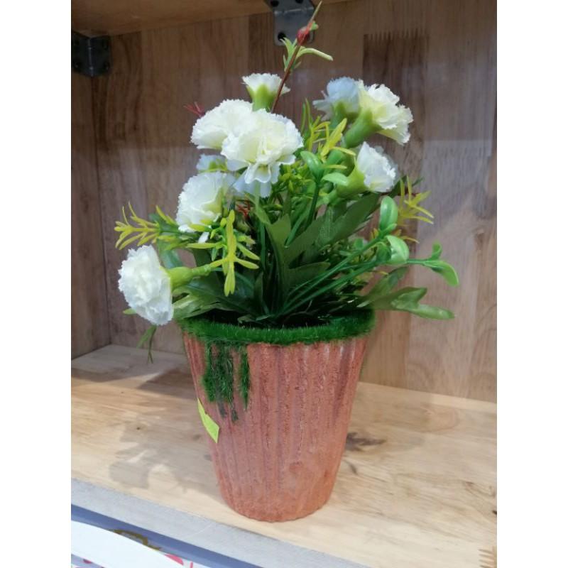 CHẬU HOA ĐỂ BÀN TRANG TRÍ, HOA LỤA