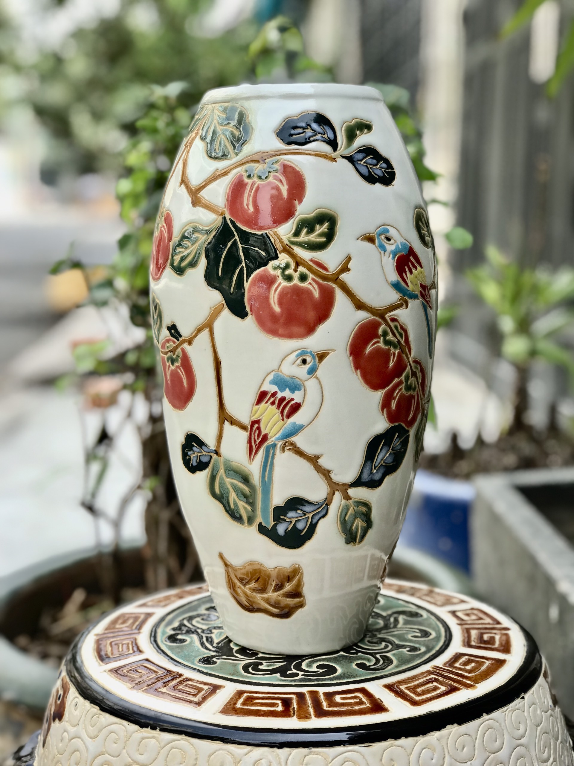 BÌNH HOA CHIM ĐÀO GỐM SỨ NAM BỘ