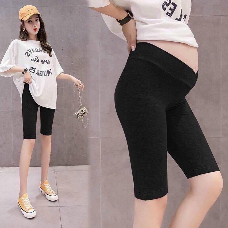 Quần Legging Bầu Dáng Ngố Trên Gối, Quần Bầu Lửng Cạp Chéo, Cotton Co Giãn 4 Chiều HX4607 Honey Mommy