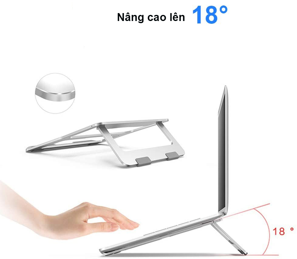 Giá Đỡ Dành Cho Laptop Macbook, Máy Tính Xách Tay - Chất Liệu Hợp Kim Nhôm Cao Cấp, Dễ Dàng Gấp Gọn - Hàng Chính Hãng LuxOff