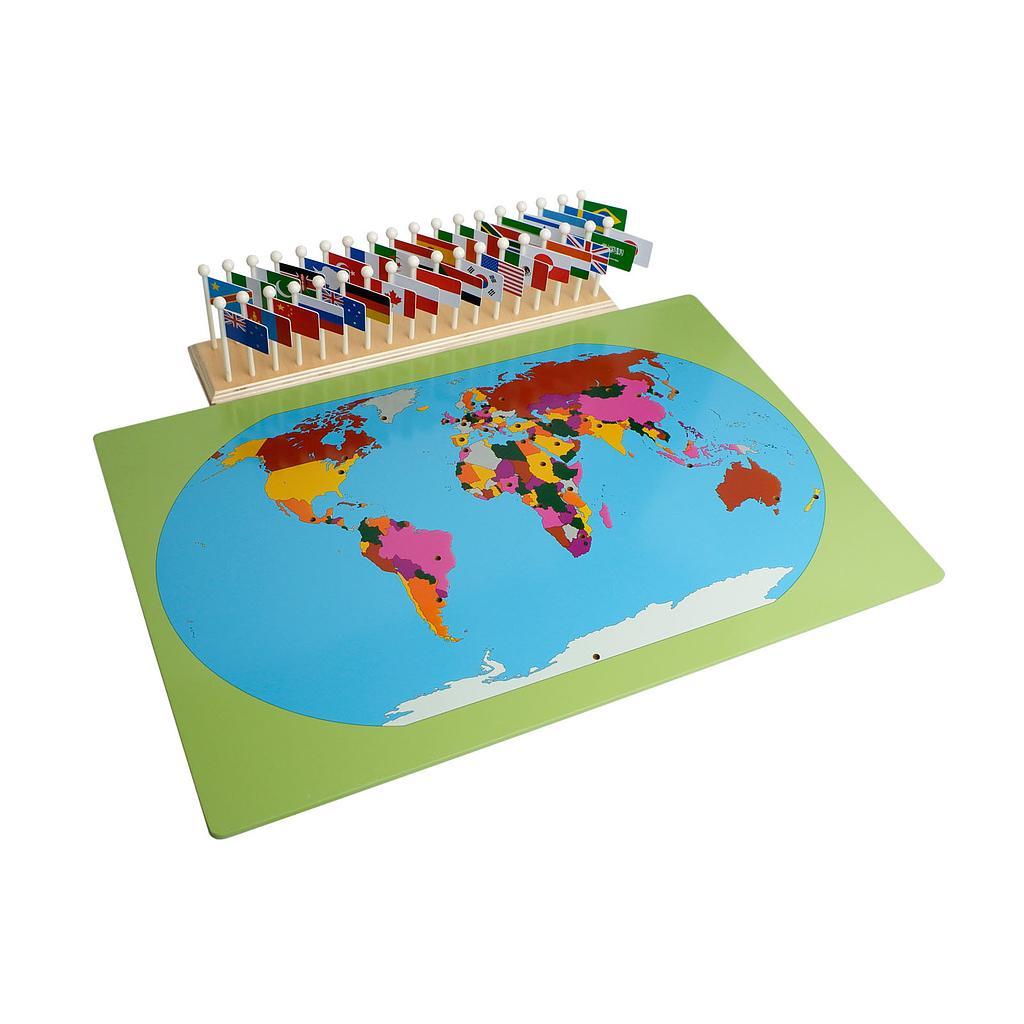 Đồ chơi trẻ em Oreka Montessori Ghép hình bản đồ thế giới và bộ cờ của các nước - 0770100