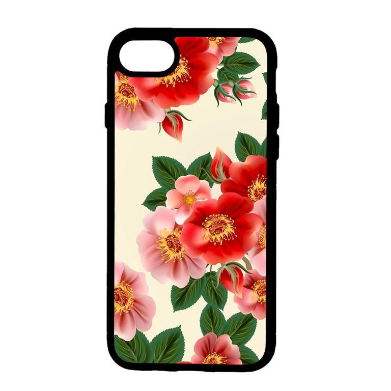 Ốp lưng dành cho Iphone 8 Hoa Đỏ Nền Trắng 2 - Hàng Chính Hãng