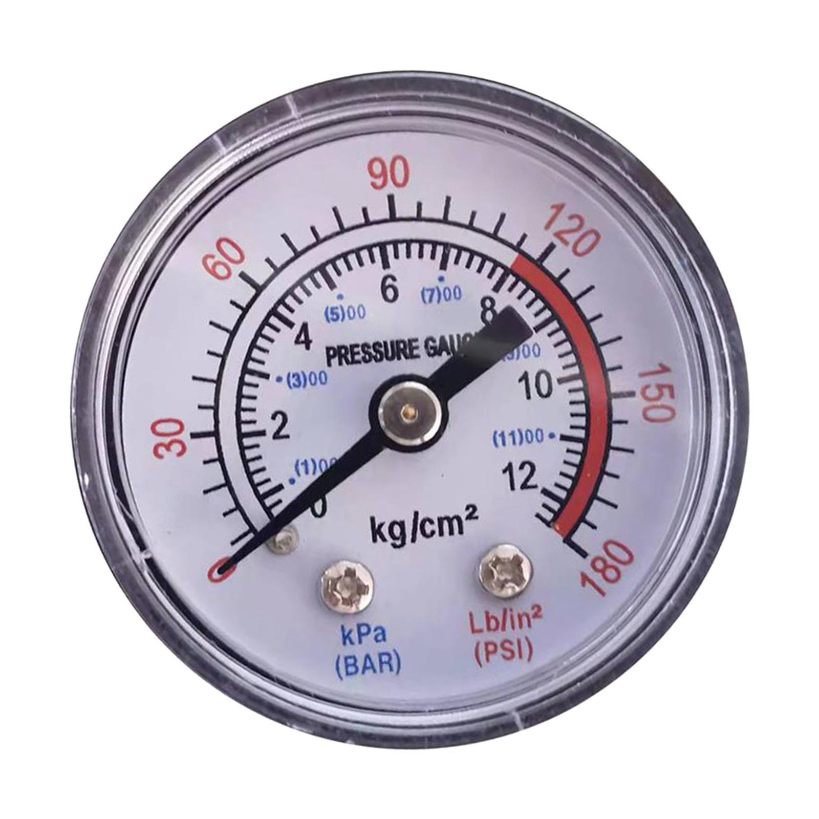 Pressure Gauge 1/8" NPT Bottom Mount Easy to Read Reliable Durable for Air