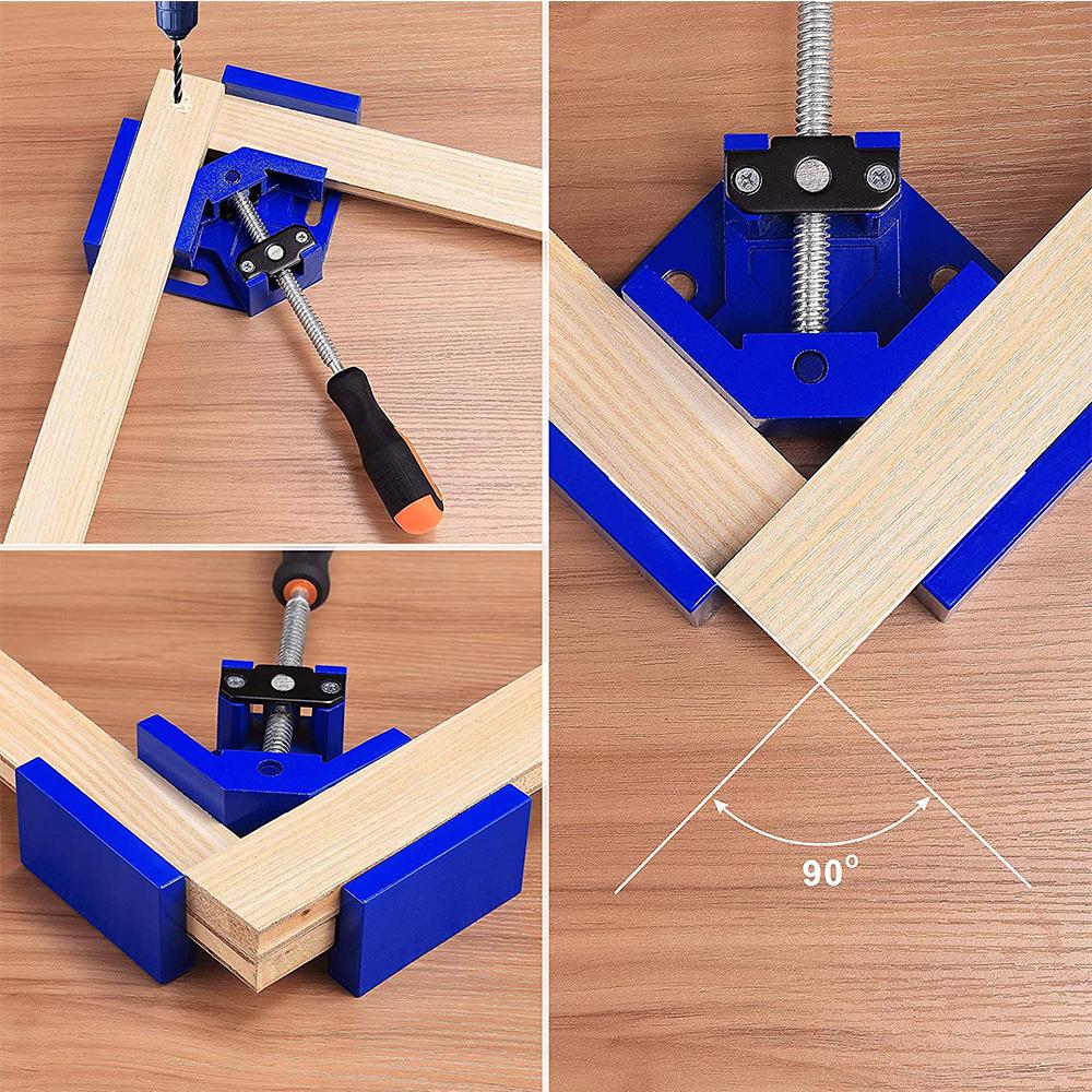 Right Angle Clamp Single Handle Aluminum Alloy Corner Clamp Adjustable Swing Jaw 90 Degree Clip Clamp Tool Woodworking