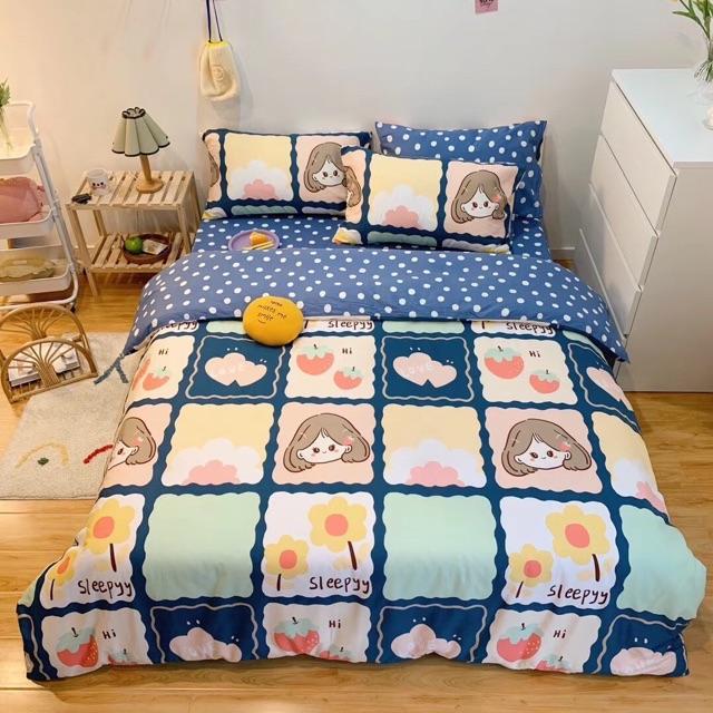 Set Cotton Living Hàng Nhập Khẩu Cao Cấp 4 Món Cô Bé Mùa Hè