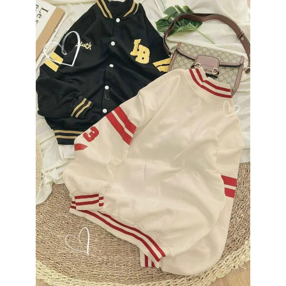 Áo khoác nỉ bomber unisex cúc bấm chất nỉ dày dặn in logo IB 93  (hình thật)  Vải Mềm Mịn Đường May Kỷ Đẹp