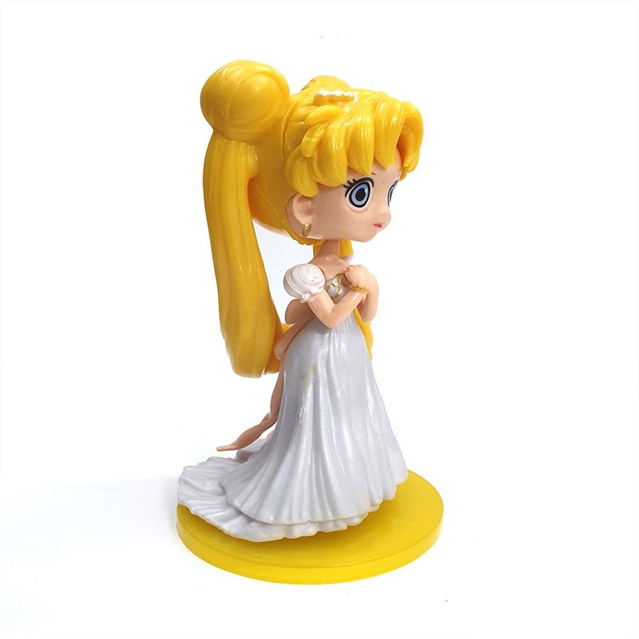 Đồ chơi Chibi thủy thủ Mặt Trăng Sailor Moon váy trắng dễ thương cao 14 cm làm sưu tập, trưng bày - New4all