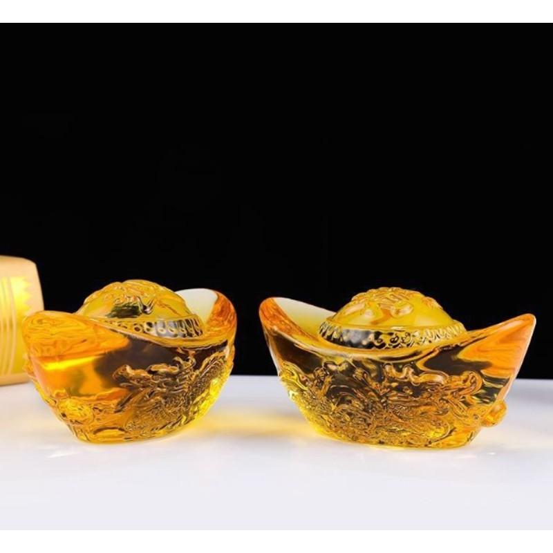 Thỏi vàng pha lê chạm Rồng tinh tế - Đỉnh vàng phong thủy may mắn