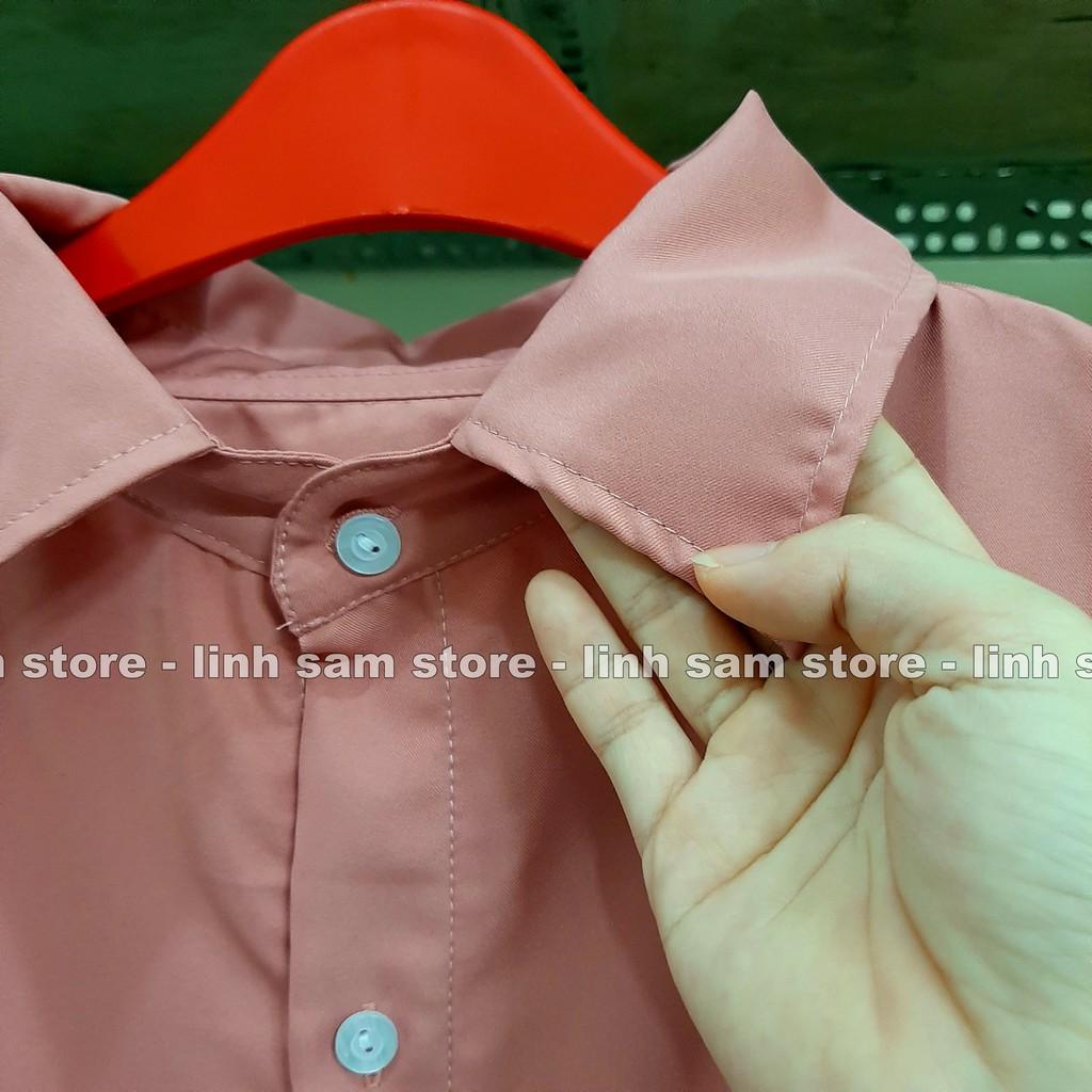 Áo sơ mi nữ cổ bẻ tay ngắn có túi dáng ulzzang freesize form rộng HÌNH YELLOW FLICKER BRAND màu hồng sẫm