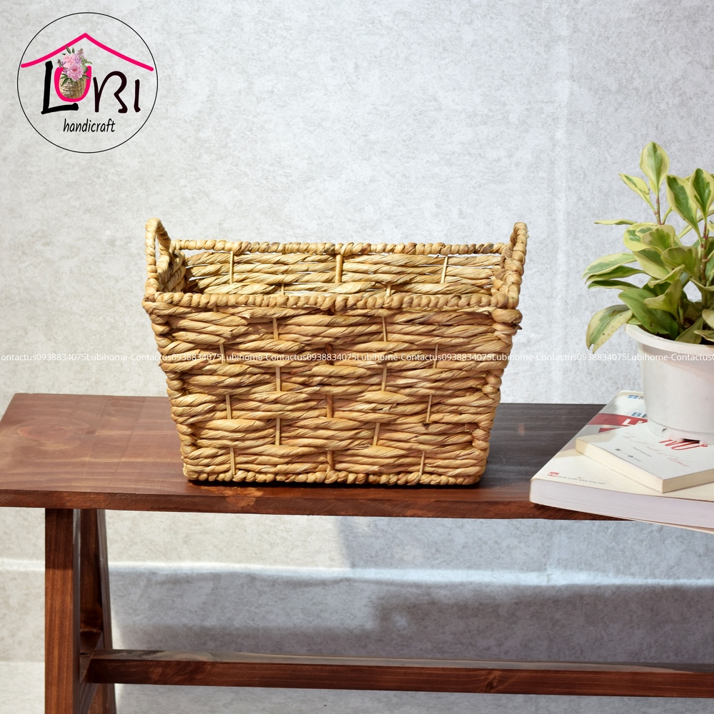 Lubihandicraft - Sọt đựng đồ đan lục bình hình chữ nhật côn đáy - bền đẹp