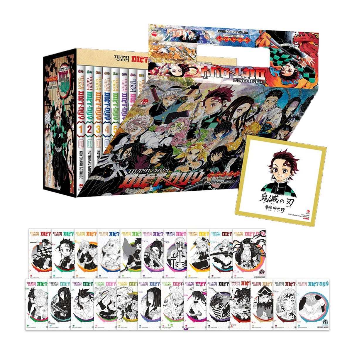 Sách - Premium Boxset Thanh Gươm Diệt Quỷ - Kimetsu No Yaiba (Hộp 23 Tập)- NXB Kim Đồng - Tặng Kèm 23 Bìa Áo Đặc Biệt + 1 Shikishi