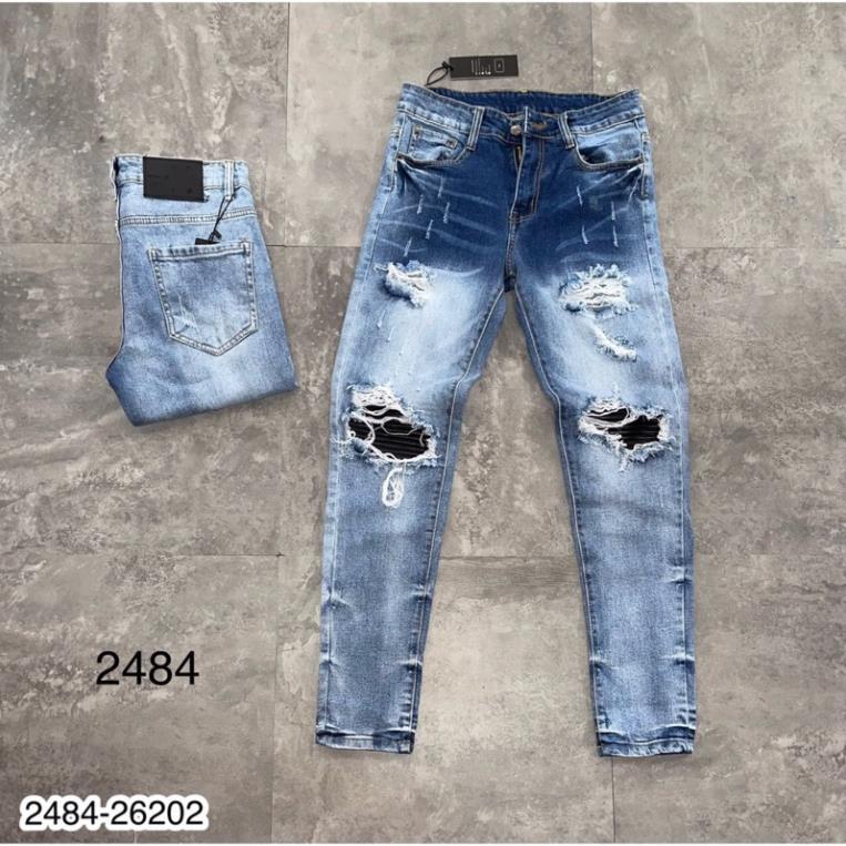 Quần Jeans Nam Amr Xanh Vá Da Siêu Xịn - Quần Bò Nam Amr Nhiều Mẫu Xanh Vá Rách Cho AE Chọn