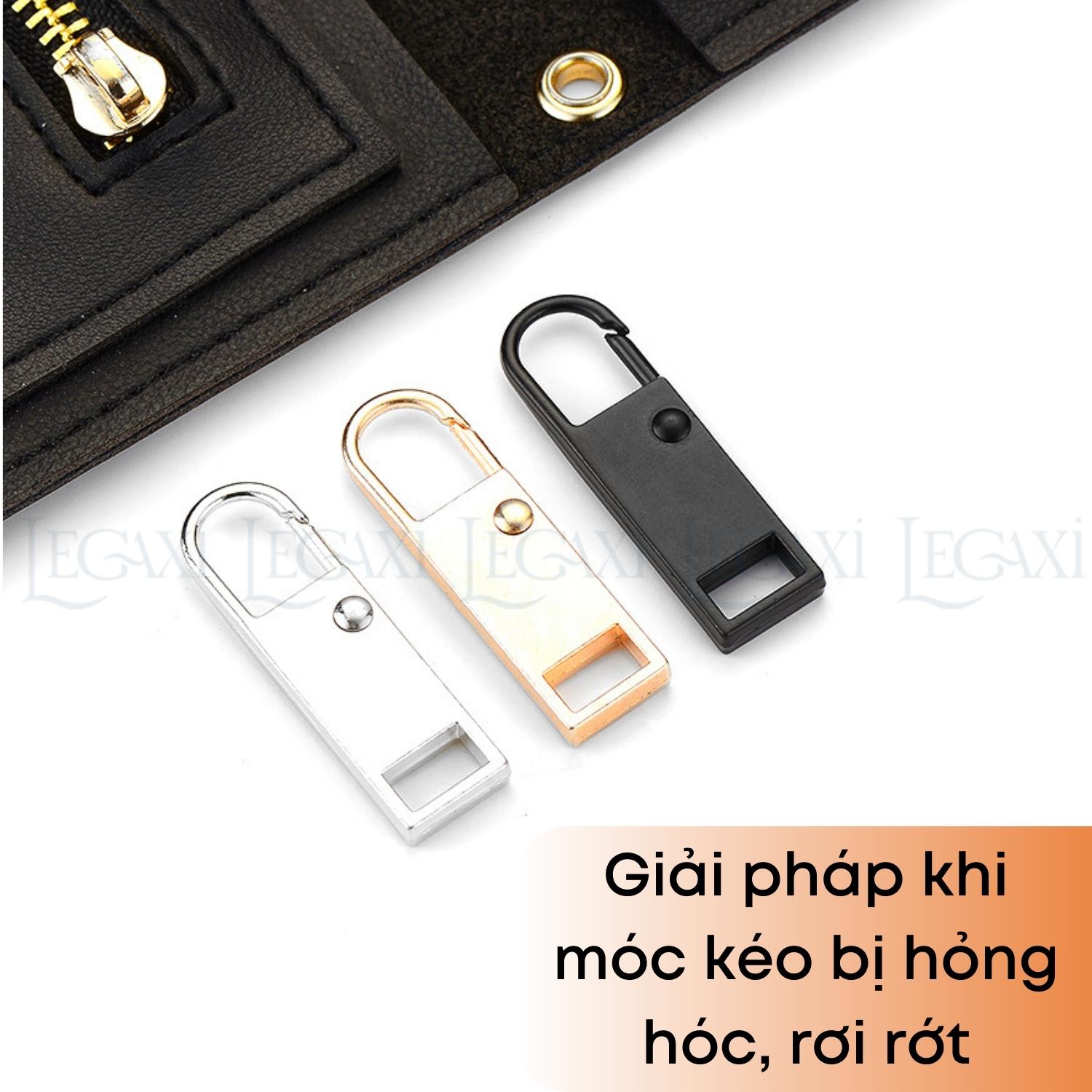 Móc khóa zip kéo Đầu dây khóa kéo kim loại đồng đen thay thế cho balo túi xách vali áo khoác quần Legaxi