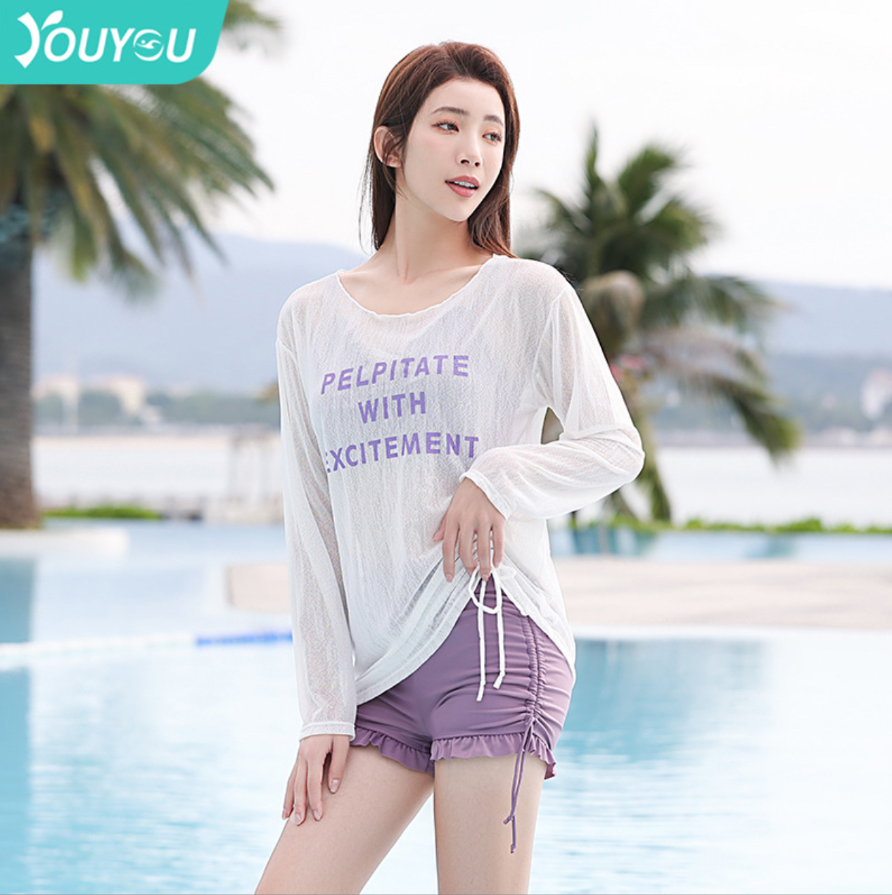 Bộ đồ bơi bikini nữ 2 mảnh kín đáo giấu bụng kèm áo khoác đi tắm biển, đi tập yoga, đi tập gym - B.49