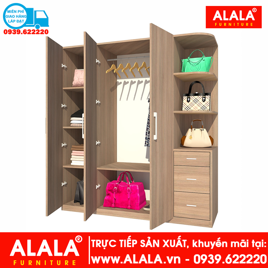 Tủ quần áo ALALA232 gỗ HMR chống nước - www.ALALA.vn - 0939.622220