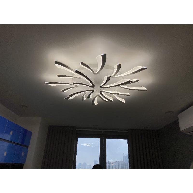 ĐÈN ỐP TRẦN phòng khách, phòng ngủ-G07, LED tô điểm tối tân 12 cánh chữ V, 3 cơ chế sáng