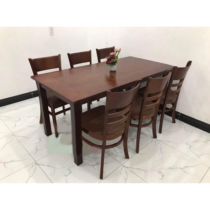 Bộ bàn ăn cabin nâu 1m65 + 6 ghế cabin Thương hiệu Nội Thất Bình Long