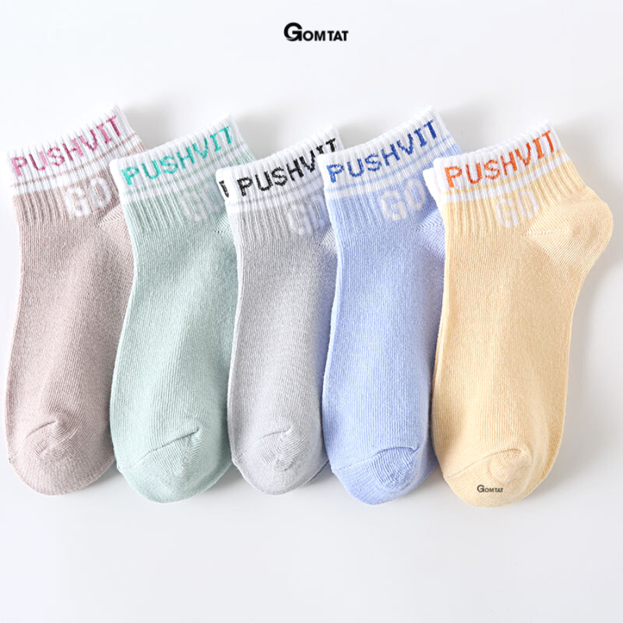 Set 5 đôi tất vớ nữ cổ ngắn GOMTAT mẫu Pushvit Go, chất liệu mềm mại thoáng mát phong cách Hàn Quốc - CB085