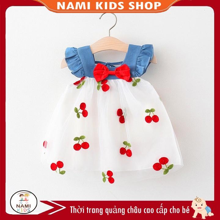 [85:H8] Váy bé gái cánh tiên thêu dâu và cherry dễ thương cho bé hàng QCCC