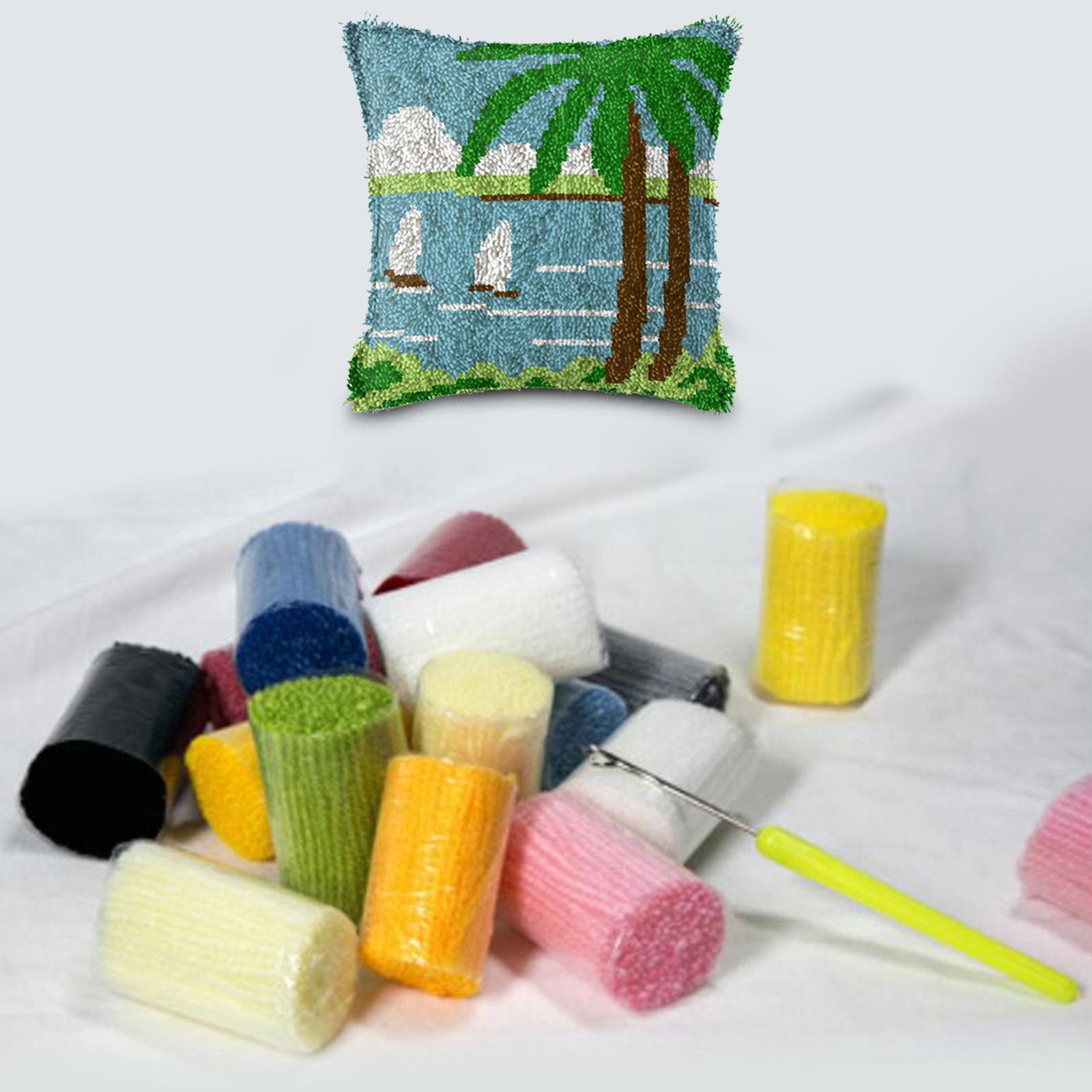 Latch Hook Embroidery Kits Cushion Needlework Blank Pillowcase Mesh Style 1